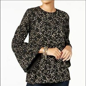 Michael Kors black glitter stars bell sleeve top S